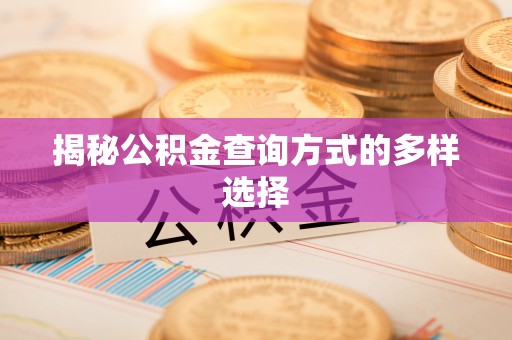 峨眉揭秘公积金查询方式的多样选择